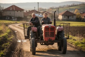 Ranka radi sa traktorom, suprug Veso joj pomaže