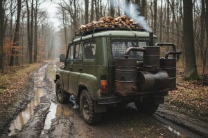 Sergej vozi terenac UAZ na drva!