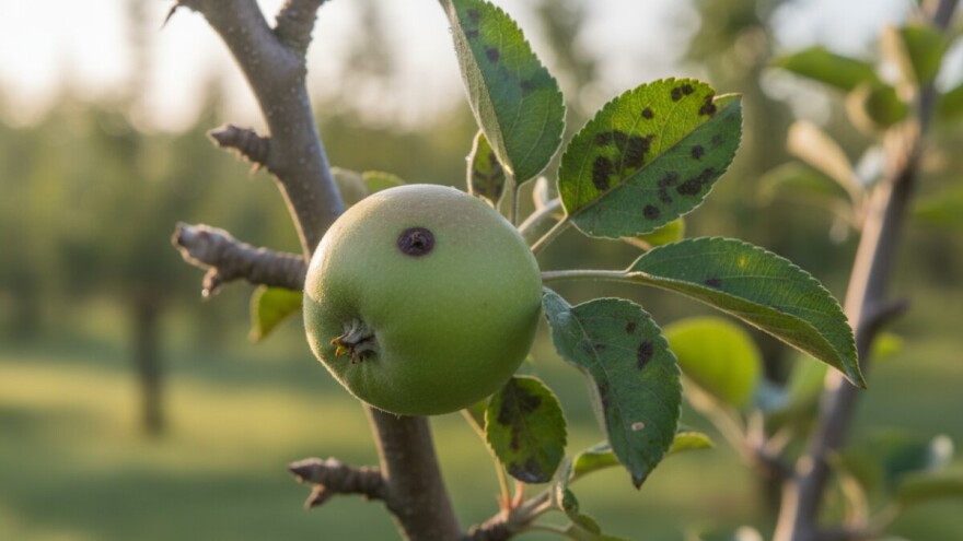 Širenje krastavosti s lista na plod