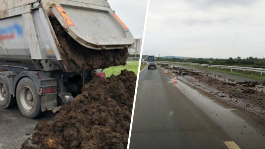 Na četiri kilometra auto-puta rasipao stajnjak - nije primetio?