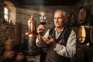 Staromodni kvalitet rakije i vina