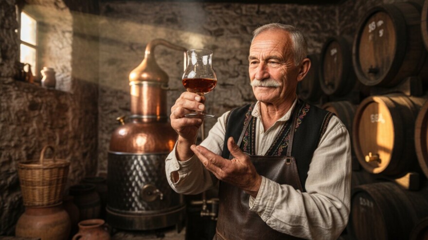 Staromodni kvalitet rakije i vina