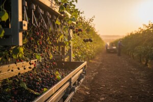 Strojna berba kupina u tijeku