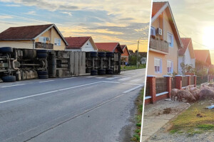 Kaos na Podravskoj magistrali: Prevrnuo se kamion pun svinja