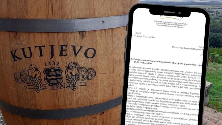 Kutjevo d.d. zatražilo ispravak objavljenih informacija