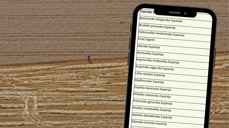 Koja županija ima najviše zemljišta u ARKOD-u bez dokumentacije? Imamo popis