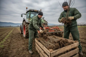 Vađenje sadnica krušaka u Neretvi