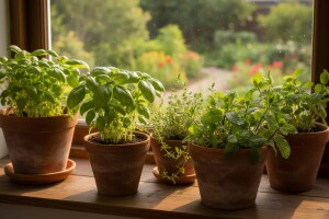 Začini na prozoru i u cvjetnim gredicama